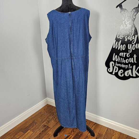 Sarin New York Vintage Boho Embroidered Top And Sleeveless Maxi Jean Dress Set - Picture 9 of 11